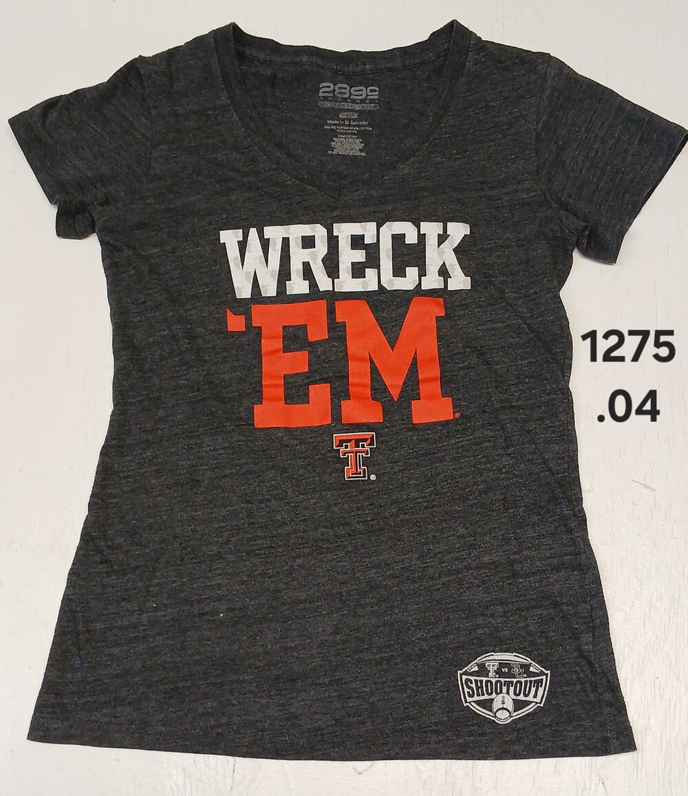 2899 Apparel (Large) Charcoal Texas Tech V-Neck Stretch Tee